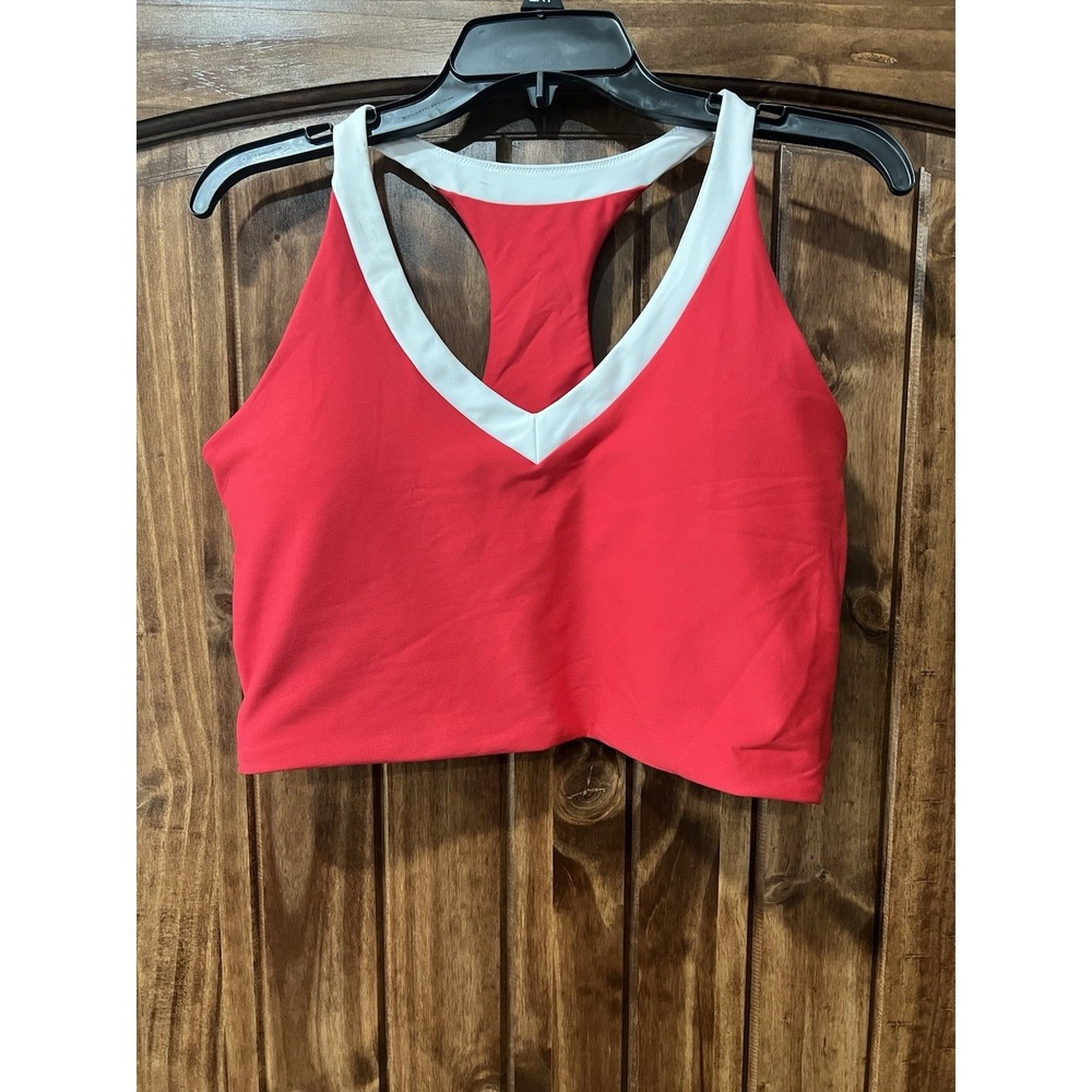 Abercrombie & Fitch YPB sculptLUX Racerback V-Neck Tank Red & White Size XL NWT